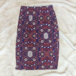 Purple and Pink Knee-Length Pencil Skirt for Casual Wear